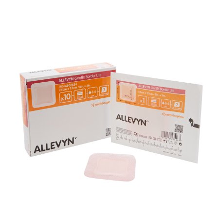 Thin Foam Dressing Allevyn Gentle Border Lite 3 X 3 Inch With Border Film Backing Silicone Gel Adhesive Square Sterile