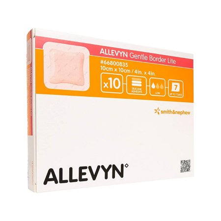 Thin Foam Dressing Allevyn Gentle Border Lite 4 X 4 Inch With Border Film Backing Silicone Gel Adhesive Square Sterile