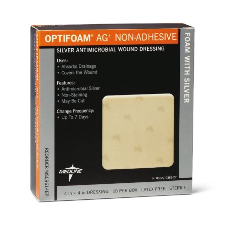 Silver Foam Dressing Optifoam® Ag+ 4 X 4 Inch Square Sterile