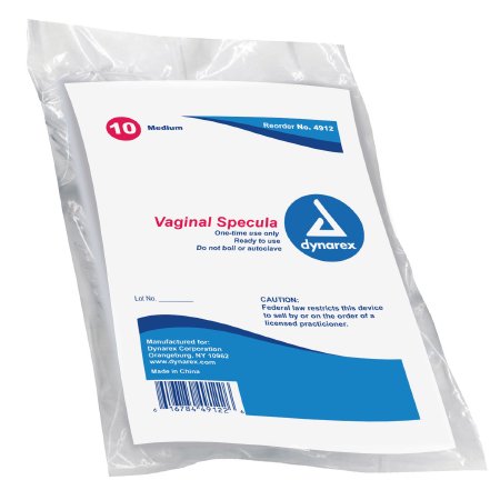 Vaginal Speculum dynarex® Graves NonSterile Office Grade Polystyrene Medium Double Blade Duckbill Disposable Without Light Source Capability