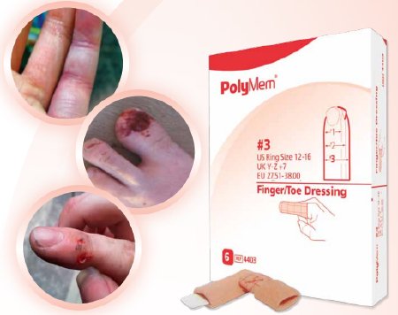 Foam Dressing PolyMem® Finger / Toe 2-1/5 to 2-3/5 Inch Circumference Without Border Film Backing Nonadhesive Finger / Toe Sterile
