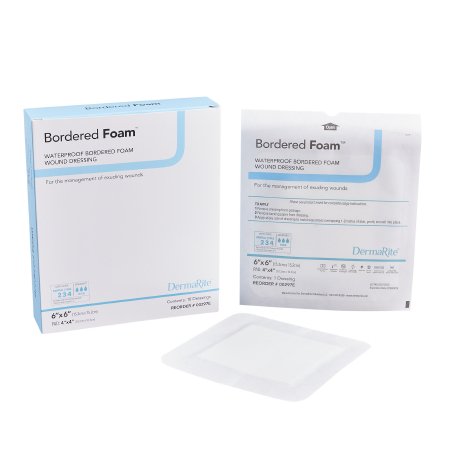 Foam Dressing BorderedFoam® 6 X 6 Inch With Border Waterproof Backing Nonacrylic Adhesive Square Sterile