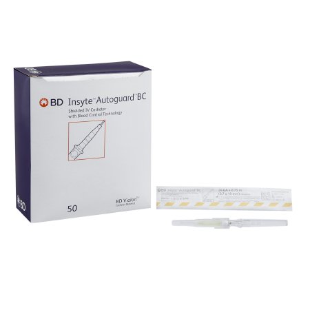 Peripheral IV Catheter Insyte™ Autoguard™ BC 24 Gauge 0.75 Inch Button Retracting Safety Needle
