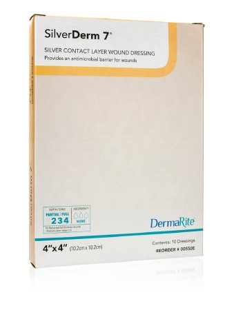Silver Wound Contact Layer Dressing SilverDerm7® 4 X 4 Inch Square Sterile