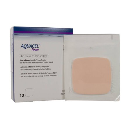 Foam Dressing Aquacel® 4 X 4 Inch Without Border Waterproof Film Backing Nonadhesive Square Sterile
