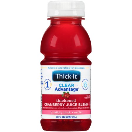 Thickened Beverage Thick-It® Clear Advantage® 8 oz. Bottle Cranberry Flavor Liquid IDDSI Level 2 Mildly Thick