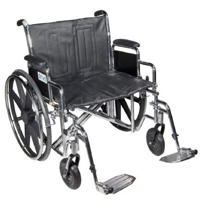 Bariatric Wheelchair drive™ Sentra EC Heavy Duty Dual Axle Full Length Arm Swing-Away Footrest Black Upholstery 24 Inch Seat Width Adult 450 lbs. Weight Capacity