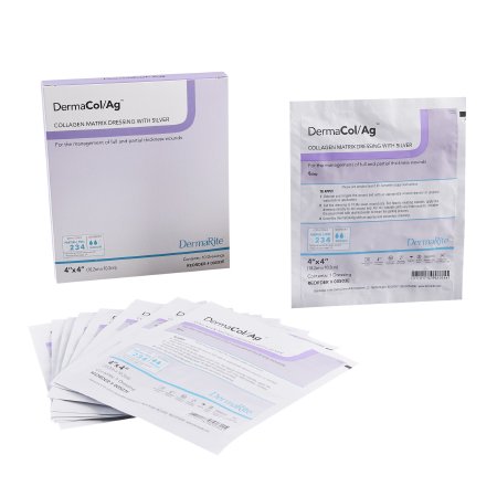 Silver Collagen Dressing DermaCol/Ag™ 4 X 4 Inch Square Sterile