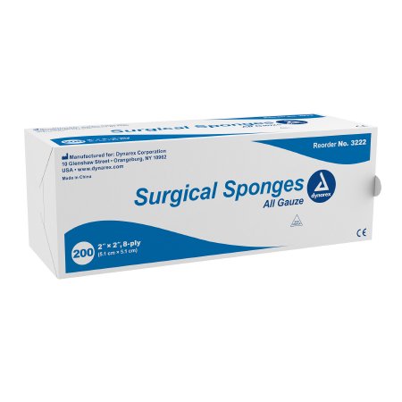 Gauze Sponge Dynarex® 2 X 2 Inch 200 per Pack NonSterile 8-Ply Square