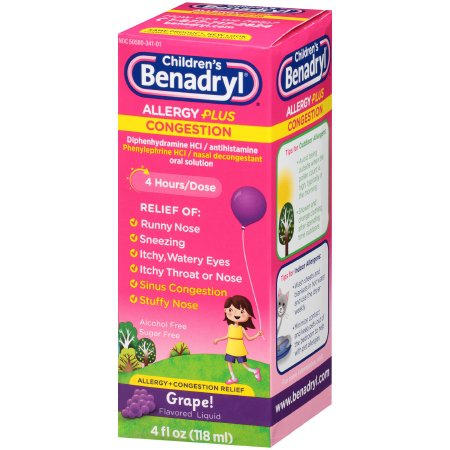 Children's Allergy Relief Children’s BENADRYL® Allergy Plus Congestion 12.5 mg Strength Liquid 4 oz.