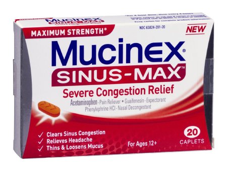 Cold and Sinus Relief Mucinex® Sinus-Max® 325 mg - 100 mg - 5 mg Strength Caplet 20 per Box