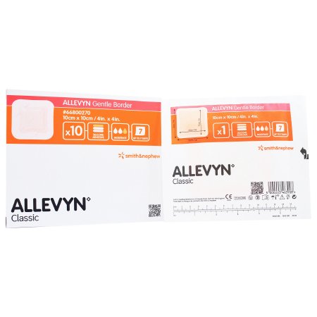 Foam Dressing Allevyn Gentle Border 4 X 4 Inch With Border Film Backing Silicone Gel Adhesive Square Sterile
