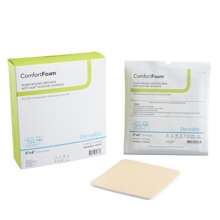 Foam Dressing ComfortFoam™ 6 X 6 Inch Without Border Film Backing Silicone Face Square Sterile