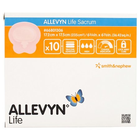 Foam Dressing Allevyn Life 6-3/4 X 6-7/8 Inch With Border Film Backing Silicone Gel Adhesive Sacral Sterile