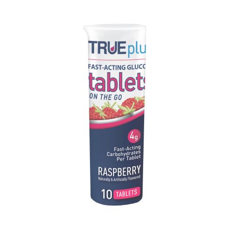 Glucose Supplement TRUEplus™ 10 per Bottle Chewable Tablet Raspberry Flavor