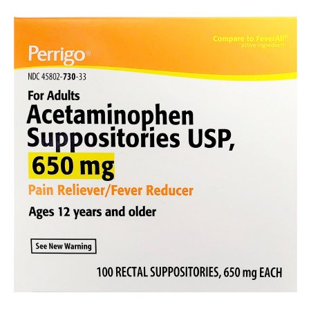 Pain Relief 650 mg Strength Acetaminophen Rectal Suppository 100 per Box