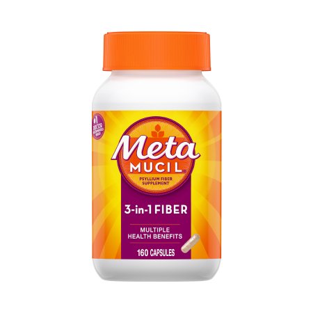 Fiber Supplement Metamucil® Capsule 160 per Bottle 0.52 Gram Strength Potassium / Psyllium Husk