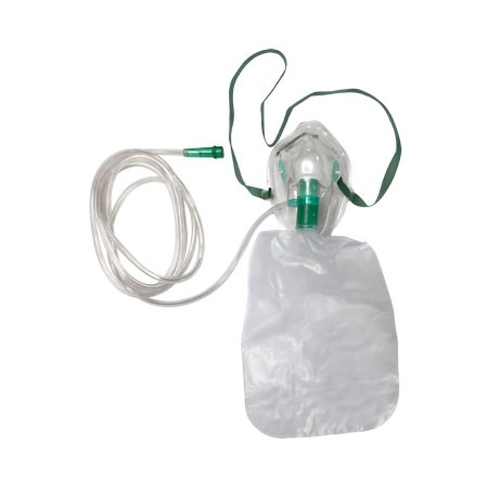 NonRebreather Oxygen Mask Elongated Style Adult One Size Fits Most Adjustable Head Strap / Nose Clip