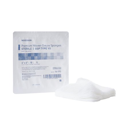 Gauze Sponge McKesson 4 X 4 Inch 10 per Tray Sterile 8-Ply Square