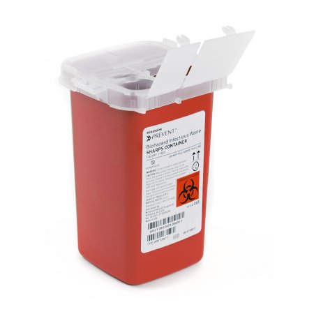 Sharps Container McKesson Prevent® Red Base 6-1/4 H X 4-1/4 W X 4-1/4 D Inch Vertical Entry 0.25 Gallon