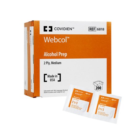 Alcohol Prep Pad Webcol™ 70% Strength Isopropyl Alcohol Individual Packet Medium Sterile