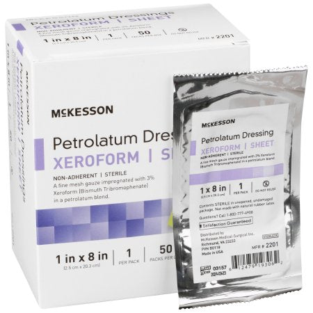 Xeroform Petrolatum Impregnated Dressing McKesson Strip 1 X 8 Inch Sterile