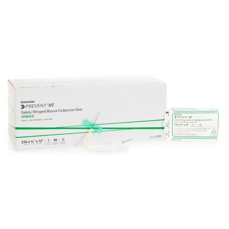 McKesson Prevent® Blood Collection Set 21 Gauge 3/4 Inch Needle Length Safety Needle 12 Inch Tubing Sterile