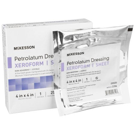 Xeroform Petrolatum Impregnated Dressing McKesson Square 4 X 4 Inch Sterile