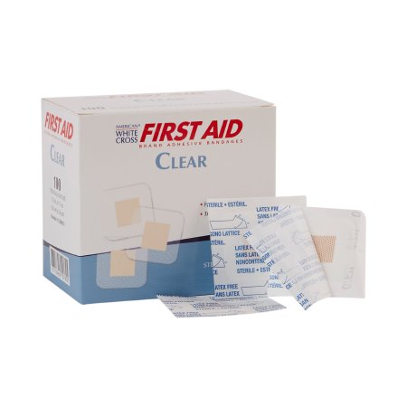 Adhesive Spot Bandage American® White Cross 1-1/2 X 1-1/2 Inch Plastic Square Sheer Sterile