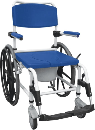Commode / Shower Chair drive™ Padded Fixed Arms Aluminum Frame Padded Backrest 275 lbs. Weight Capacity
