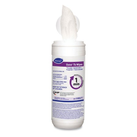Diversey™ Oxivir® Tb Surface Disinfectant Cleaner Premoistened Alcohol Based Manual Pull Wipe 60 Count Canister Cherry Almond Scent NonSterile