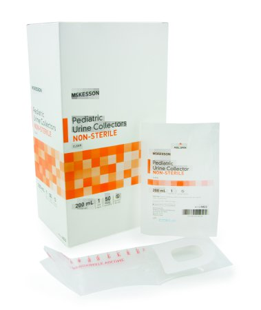Pediatric Urine Collection Bag McKesson 200 mL (7 oz.) Adhesive Closure Unprinted NonSterile