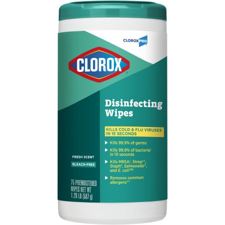CloroxPro™ Clorox® Surface Disinfectant Premoistened Manual Pull Wipe 75 Count Canister Fresh Scent NonSterile
