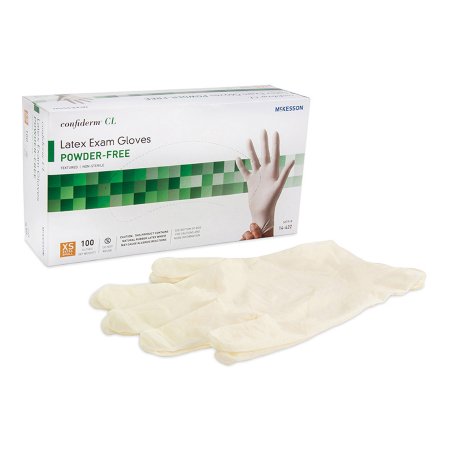 Exam Glove McKesson Confiderm® CL X-Small NonSterile Latex Standard Cuff Length Textured Fingertips Ivory Not Rated