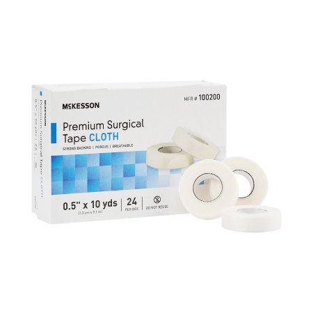 Medical Tape McKesson White 1/2 Inch X 10 Yard Silk-Like Cloth NonSterile