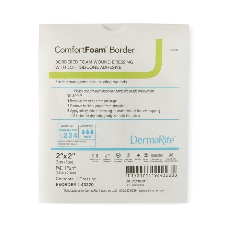 Foam Dressing ComfortFoam™ Border 2 X 2 Inch With Border Waterproof Backing Silicone Adhesive Square Sterile