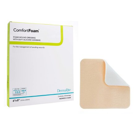 Foam Dressing ComfortFoam™ 6 X 8 Inch Without Border Film Backing Silicone Face Rectangle Sterile