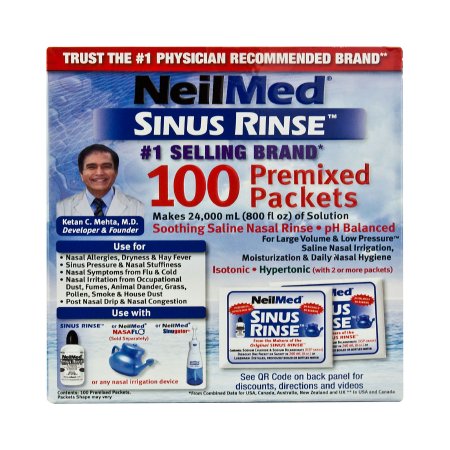 Saline Nasal Rinse Refill Kit Neilmed® Sinus Rinse™ 100 Packets