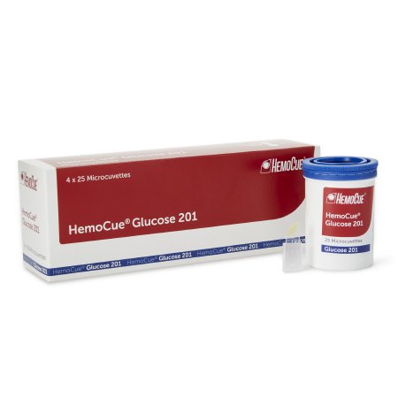 General Chemistry Reagent Microcuvette HemoCue® Glucose 201 Diabetes Management Glucose For HemoCue Glucose 201 Blood Glucose Analyzer 100 Tests 5 µL Sample Volume