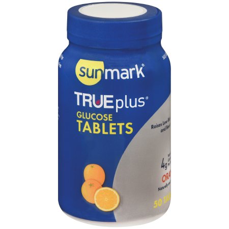Glucose Supplement sunmark® TRUEplus™ 50 per Bottle Chewable Tablet Orange Flavor