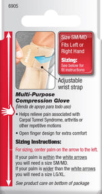 Compression Glove Mueller® Compression & Support Gloves Fingerless Small / Medium Over-the-Wrist Length Ambidextrous