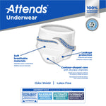 Attends® Care Adult Absorbent Underwear, Heavy Absorbency, Large, White