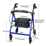 McKesson Folding Aluminum Four-Wheel Rollator, Blue