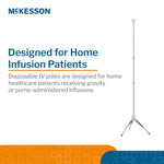 McKesson IV Pole, Three Legs, Two Hooks
