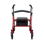 McKesson Folding Steel Four-Wheel Rollator, 12-Inch Seat Width, Red