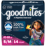 Goodnites® Heavy Absorbency Nighttime Underwear, S/M for Girls 43 – 68 lbs.