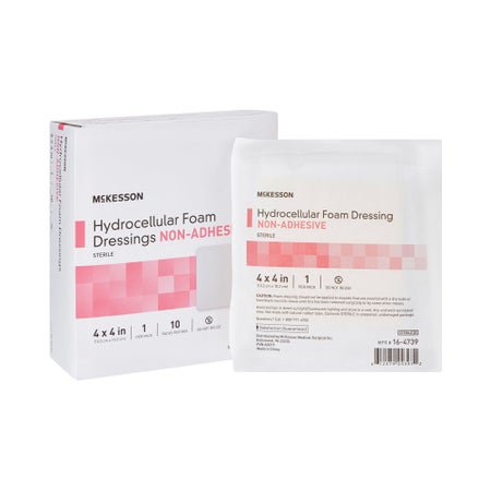 Foam Dressing McKesson 4 X 4 Inch Without Border Film Backing Nonadhesive Square Sterile