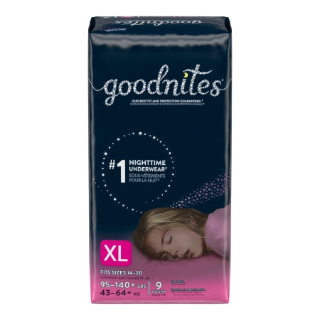 Female Youth Absorbent Underwear GoodNites® Pull On with Tear Away Seams Size 6 / X-Large Disposable Heavy Absorbency