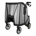 4 Wheel Rollator Tour Pure Silver Adjustable Height / Folding Carbon Fiber Frame