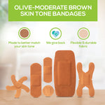 Waterproof Adhesive Strip Tru-Colour® Assorted Sizes Fabric Rectangle / Spot / Patch / Fingertip / Knuckle Olive Sterile